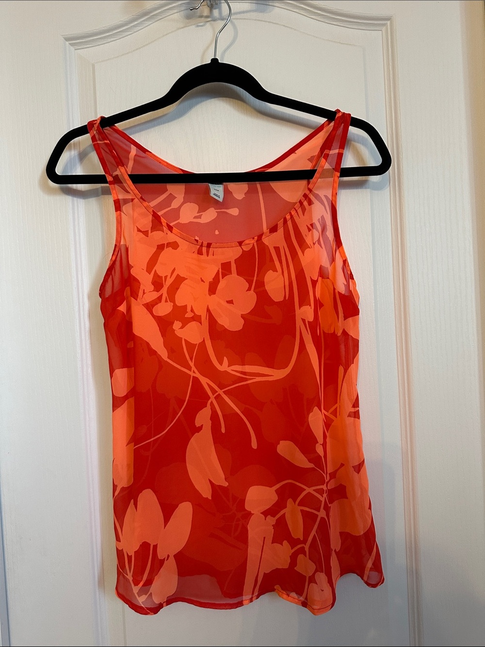 Old Navy Orange-Red Floral Mesh Camisole